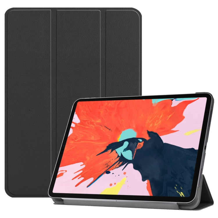 Custer Texture Horizontal Flip PU Leather Case for iPad Air 13 2024 / iPad Pro 12.9 inch (2018), with Three-folding Holder & Sleep / Wake-up Function(Black) - iPad Pro 12.9 (2018) Cases by PMC TechLife | Online Shopping South Africa | PMC TechLife | Buy Now Pay Later Mobicred