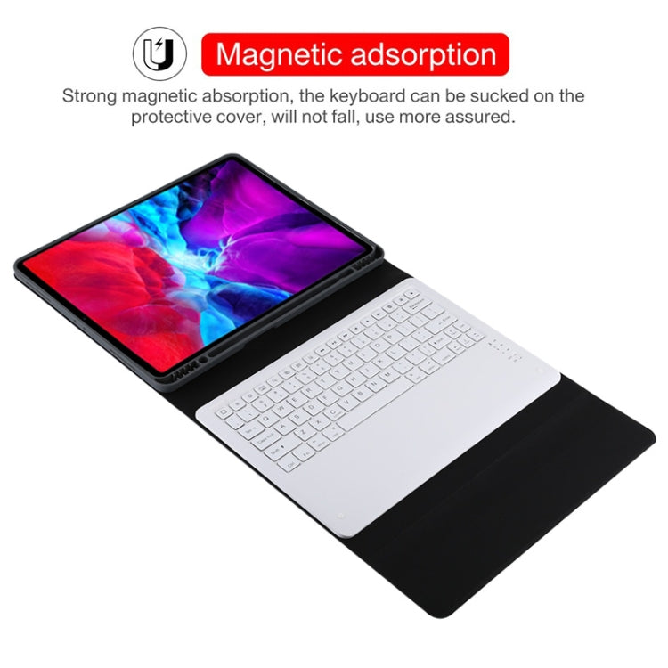 T129 Detachable Bluetooth White Keyboard Microfiber Leather Tablet Case for iPad Pro 12.9 inch (2020), with Holder (Black) - For iPad Pro by PMC Jewellery | Online Shopping South Africa | PMC Jewellery | Buy Now Pay Later Mobicred
