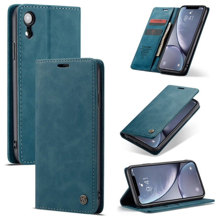 For iPhone XR CaseMe-013 Multifunctional Retro Frosted Horizontal Flip Leather Case with Card Slot & Holder & Wallet(Blue) - More iPhone Cases by CaseMe | Online Shopping South Africa | PMC Jewellery | Buy Now Pay Later Mobicred