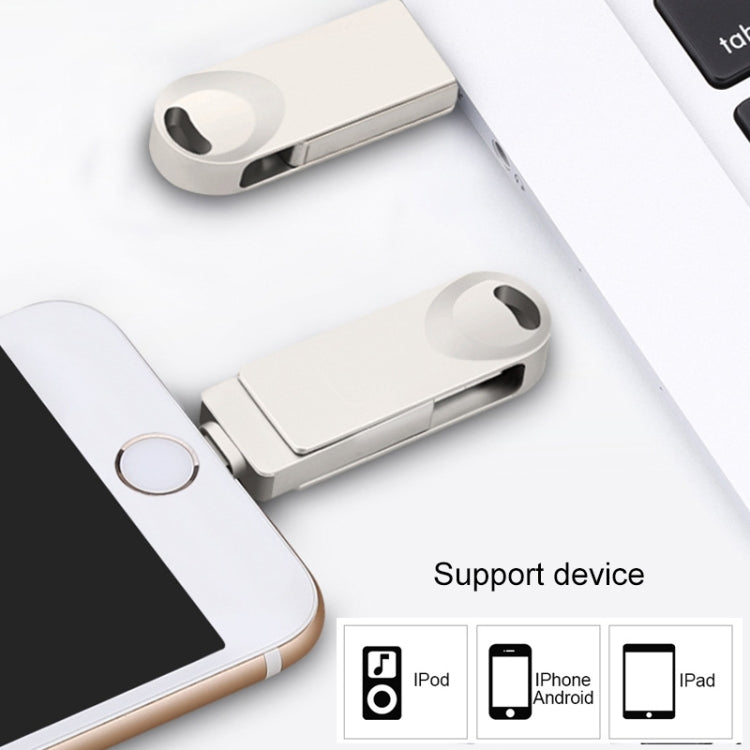 S29 3 in 1 256GB Micro USB + USB + 8 Pin Interface Metal Twister Flash Disk(Silver) - USB Flash Drives by PMC Jewellery | Online Shopping South Africa | PMC Jewellery | Buy Now Pay Later Mobicred