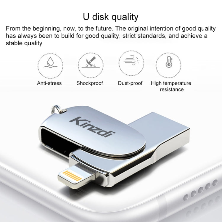 Kinzdi 128GB USB + 8 Pin Interface Metal Twister Flash U Disk (Silver) - USB Flash Drives by Kinzdi | Online Shopping South Africa | PMC Jewellery | Buy Now Pay Later Mobicred