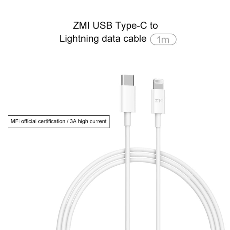 Original Xiaomi AL870C ZMI Type-C / USB-C to 8 Pin Charging Cable, Length: 1m(White) - MFI Cable by Xiaomi | Online Shopping South Africa | PMC Jewellery | Buy Now Pay Later Mobicred