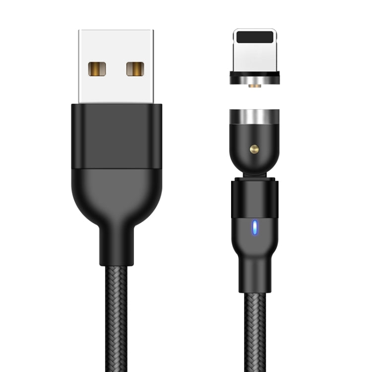 2m 2A Output USB to 8 Pin Nylon Braided Rotate Magnetic Charging Cable(Black) - Charging Cable & Head by PMC Jewellery | Online Shopping South Africa | PMC Jewellery | Buy Now Pay Later Mobicred