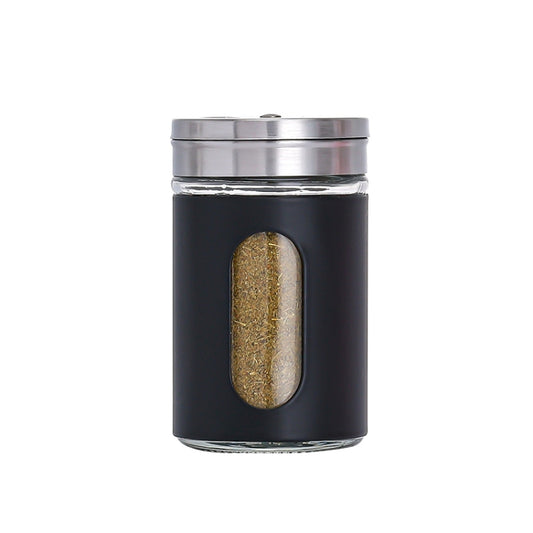 Stainless Steel Lid Glass Seasoning Jar Kitchen Supplies (Black) - Condiment Bottles & Hip Flasks by PMC Jewellery | Online Shopping South Africa | PMC Jewellery | Buy Now Pay Later Mobicred