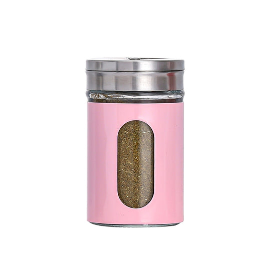 Stainless Steel Lid Glass Seasoning Jar Kitchen Supplies (Pink) - Condiment Bottles & Hip Flasks by PMC Jewellery | Online Shopping South Africa | PMC Jewellery | Buy Now Pay Later Mobicred