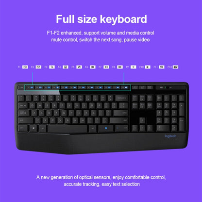 Logitech MK345 Wireless Full-size Keyboard + 2.4GHz 1000DPI Wireless Optical Mouse Set with Nano Receiver(Black) - Wireless Keyboard by Logitech | Online Shopping South Africa | PMC Jewellery | Buy Now Pay Later Mobicred