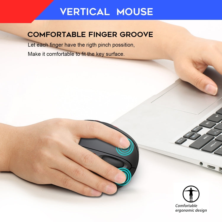 HXSJ T31 2.4GHz 2400DPI Three-speed Adjustable 7-keys Rechargeable Vertical Wireless Optical Mouse - Wireless Mice by HXSJ | Online Shopping South Africa | PMC Jewellery | Buy Now Pay Later Mobicred