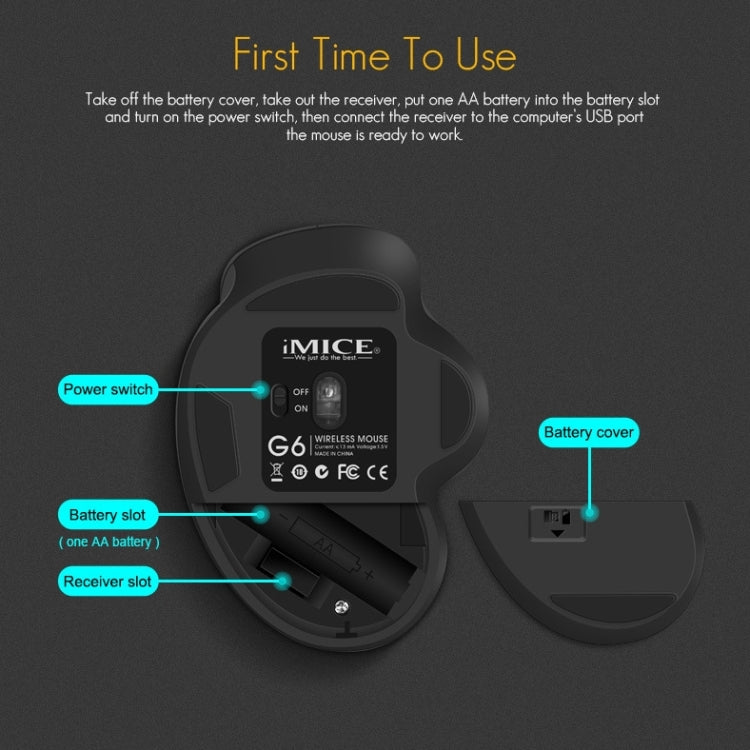 iMICE G6 Wireless Mouse 2.4G Office Mouse 6-button Gaming Mouse(Black) - free shipping - PMC TechLife - Order now!
