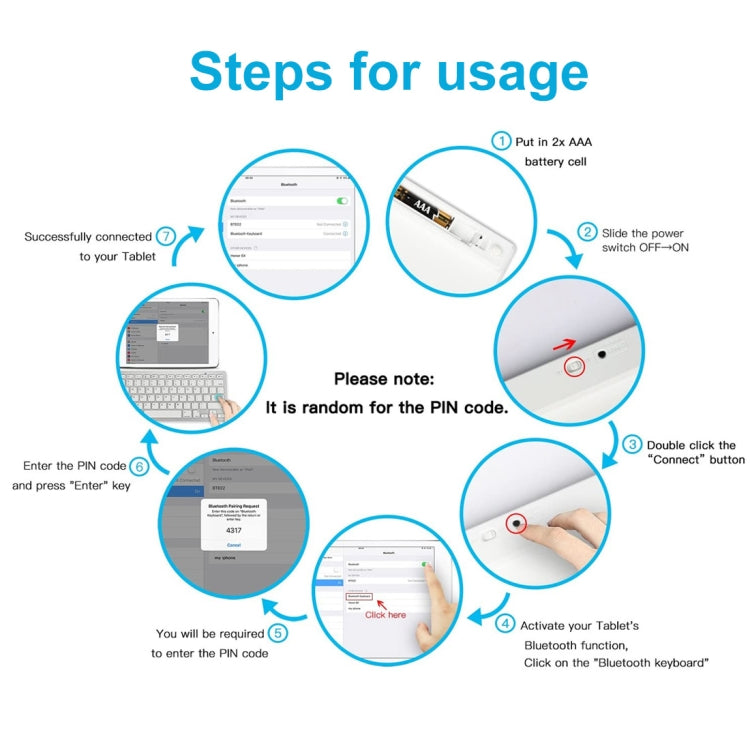 WB-8022 Ultra-thin Wireless Bluetooth Keyboard, Arabic Keys(Silver) - free shipping - PMC Jewellery - Order now!