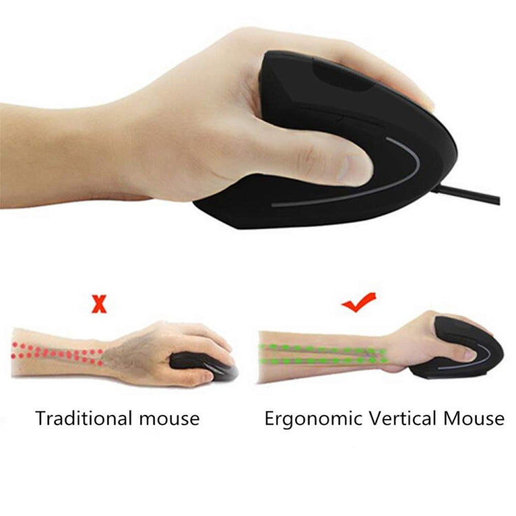 CM0093 Wired Version 2.4GHz Three-button Vertical Mouse for Left-hand, Resolution: 1000DPI / 1200DPI / 1600DPI, Cable Length���1.7m(Black) - Wired Mice by PMC TechLife | Online Shopping South Africa | PMC TechLife | Buy Now Pay Later Mobicred