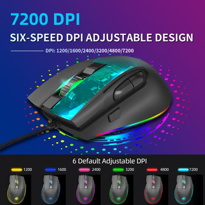 HXSJ A905 8-buttons 7200 DPI Programmable Wired Gaming Mouse, Cable Length: 1.6m - Wired Mice by HXSJ | Online Shopping South Africa | PMC Jewellery | Buy Now Pay Later Mobicred