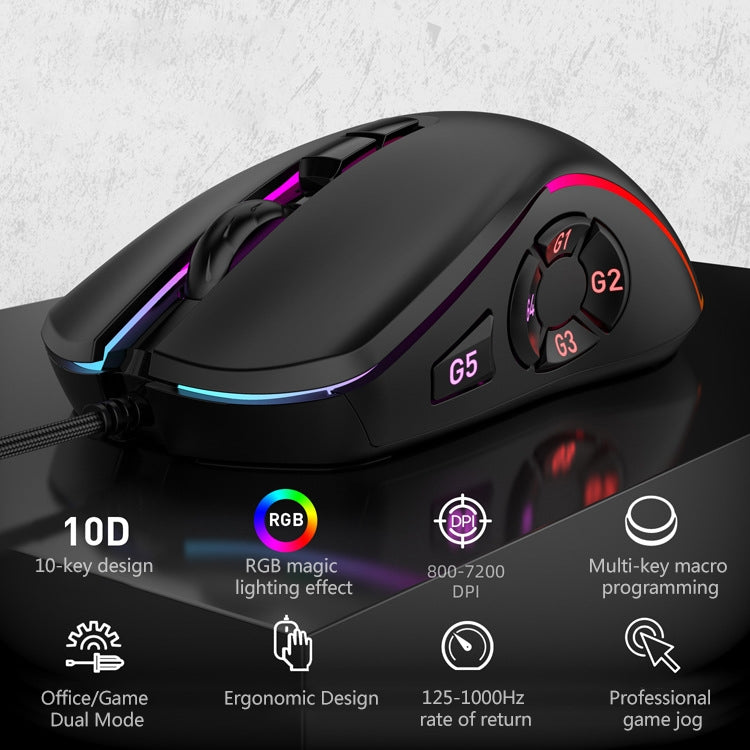 MKESPN X9 10 Buttons 7200DPI RGB Macro Definition Gaming Wired Mouse - Wired Mice by MKESPN | Online Shopping South Africa | PMC Jewellery | Buy Now Pay Later Mobicred