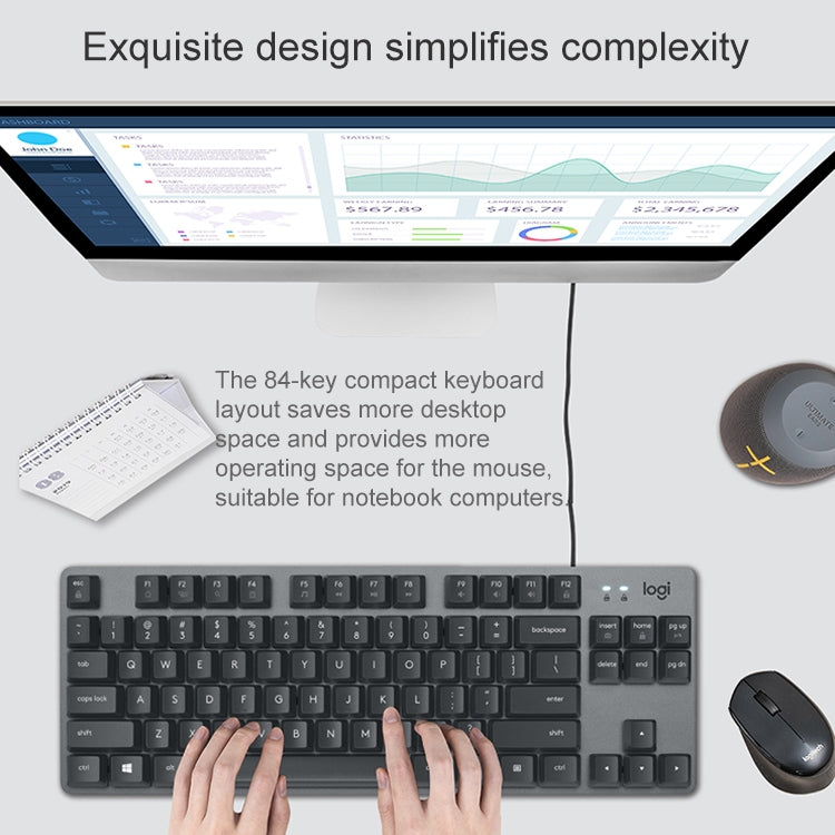 Logitech K835 Mini Mechanical Wired Keyboard, Green Shaft (White) - free shipping - PMC Jewellery - Order now!