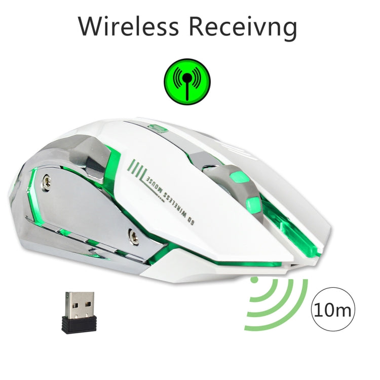 ZERODATE X70 2.4GHz Wireless 6-Keys 2400 DPI Adjustable Ergonomics Optical Gaming Mouse with Breathing Light(White) - Wireless Mice by ZERODATE | Online Shopping South Africa | PMC Jewellery | Buy Now Pay Later Mobicred