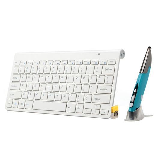 KM-909 2.4GHz Wireless Multimedia Keyboard + Wireless Optical Pen Mouse with USB Receiver Set for Computer PC Laptop, Random Pen Mouse Color Delivery(White) - Wireless Keyboard by PMC Jewellery | Online Shopping South Africa | PMC Jewellery | Buy Now Pay Later Mobicred