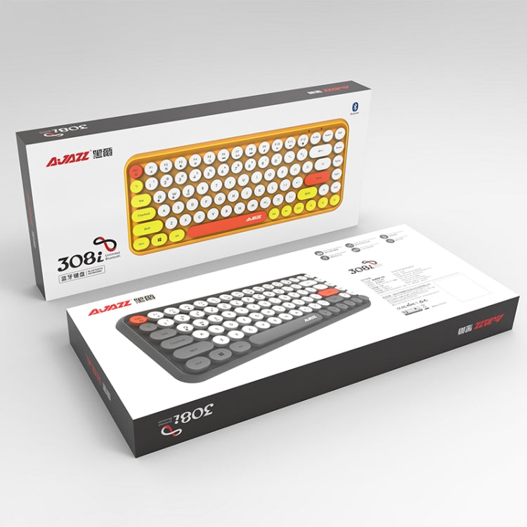 Ajazz 308I 84 Keys Tablet Mobile Phone Computer Household Office Bluetooth Keyboard(Yellow) - free shipping - PMC Jewellery - Order now!