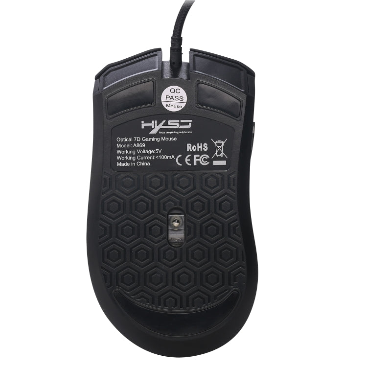 HXSJ A869 Colorful Glowing Wired Game 7-Keys 3200 DPI Adjustable Ergonomics Optical Mouse - Wired Mice by HXSJ | Online Shopping South Africa | PMC TechLife | Buy Now Pay Later Mobicred