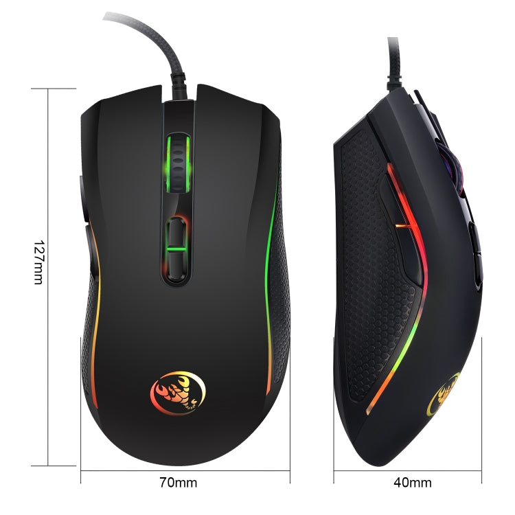 HXSJ A869 Colorful Glowing Wired Game 7-Keys 3200 DPI Adjustable Ergonomics Optical Mouse - Wired Mice by HXSJ | Online Shopping South Africa | PMC TechLife | Buy Now Pay Later Mobicred