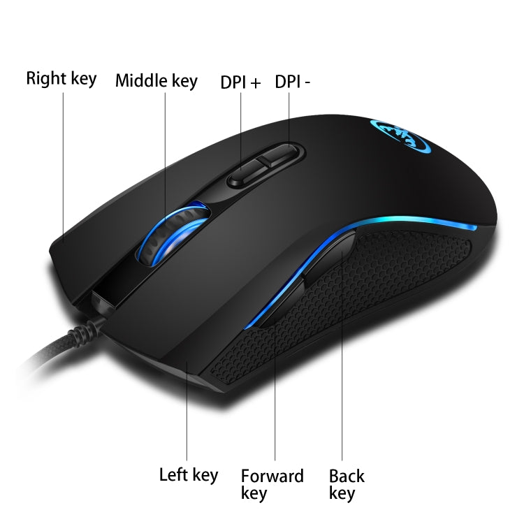 HXSJ A869 Colorful Glowing Wired Game 7-Keys 3200 DPI Adjustable Ergonomics Optical Mouse - Wired Mice by HXSJ | Online Shopping South Africa | PMC TechLife | Buy Now Pay Later Mobicred