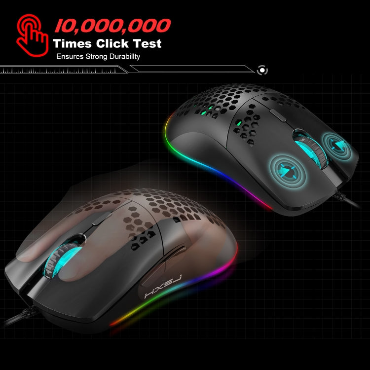 HXSJ J900 6 Keys RGB Lighting Programmable Gaming Wired Mouse (Black) - Wired Mice by HXSJ | Online Shopping South Africa | PMC Jewellery | Buy Now Pay Later Mobicred