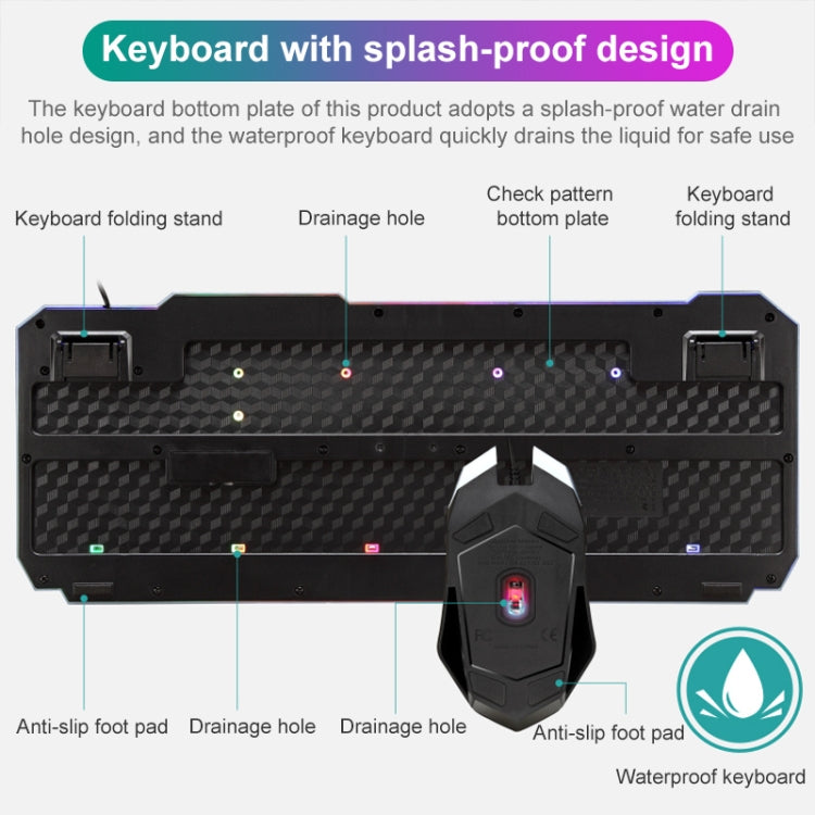 SHIPADOO D620 104-key Wired RGB Color Cracked Backlight Gaming Keyboard Mouse Kit for Laptop, PC - Wired Keyboard by SHIPADOO | Online Shopping South Africa | PMC Jewellery