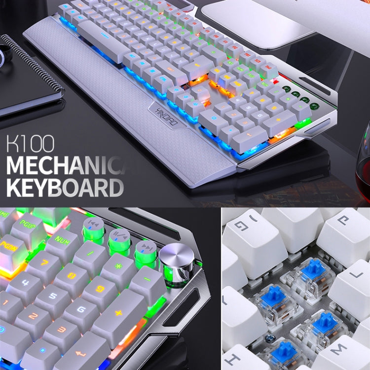 YINDIAO K100 USB Metal Mechanical Gaming Wired Keyboard, Mixed Light Blue Shaft (White) - Wired Keyboard by YINDIAO | Online Shopping South Africa | PMC Jewellery | Buy Now Pay Later Mobicred