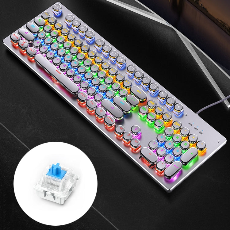 YINDIAO Electroplating Punk Mixed Light USB Mechanical Gaming Wired Keyboard, Blue Shaft (White) - free shipping - PMC Jewellery - Order now!
