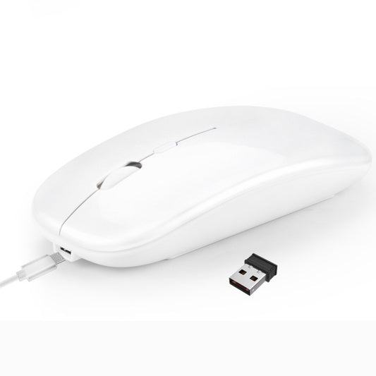 HXSJ M90 2.4GHz Ultrathin Mute Rechargeable Dual Mode Wireless Bluetooth Notebook PC Mouse (White) - Wireless Mice by HXSJ | Online Shopping South Africa | PMC Jewellery | Buy Now Pay Later Mobicred