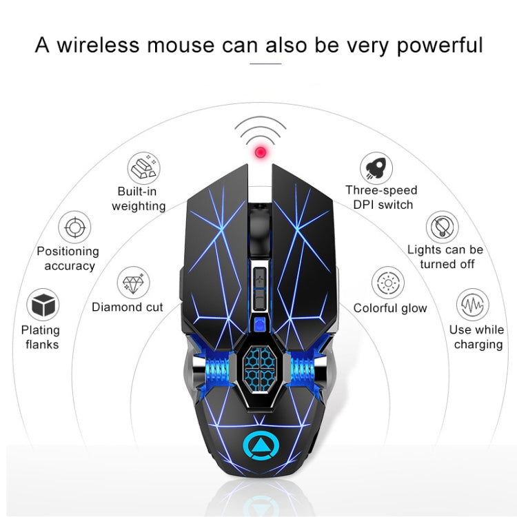 YINDIAO A7 2.4GHz 1600DPI 3-modes Adjustable 7-keys Rechargeable RGB Light Wireless Silent Gaming Mouse (Black) - Wireless Mice by YINDIAO | Online Shopping South Africa | PMC Jewellery | Buy Now Pay Later Mobicred