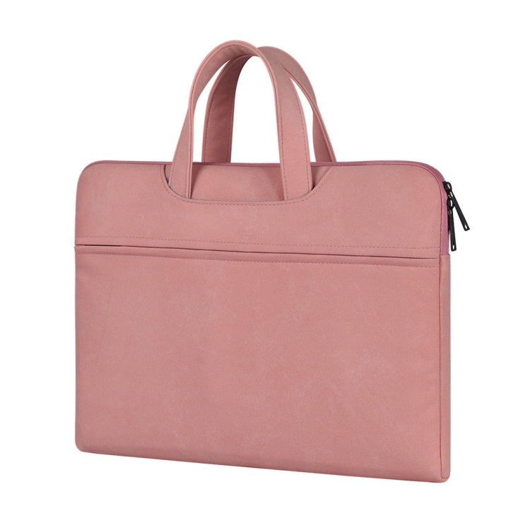 ST06 Waterproof PU Leather Zipper Hidden Portable Strap One-shoulder Handbag for 14.1 inch Laptops, with Suitcase Belt (Pink) - 14.1 inch by PMC Jewellery | Online Shopping South Africa | PMC Jewellery | Buy Now Pay Later Mobicred