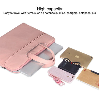 ST06 Waterproof PU Leather Zipper Hidden Portable Strap One-shoulder Handbag for 14.1 inch Laptops, with Suitcase Belt (Pink) - 14.1 inch by PMC Jewellery | Online Shopping South Africa | PMC Jewellery | Buy Now Pay Later Mobicred