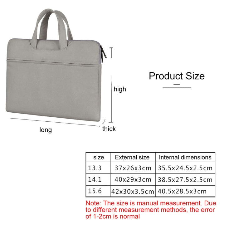 ST06 Waterproof PU Leather Zipper Hidden Portable Strap One-shoulder Handbag for 14.1 inch Laptops, with Suitcase Belt (Light Grey) - 14.1 inch by PMC Jewellery | Online Shopping South Africa | PMC Jewellery | Buy Now Pay Later Mobicred