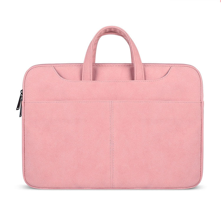 ST06S Waterproof PU Leather Zipper Hidden Portable Strap One-shoulder Handbag for 13.3 inch Laptops, with Magic Stick & Suitcase Belt (Pink) - 13.3 inch by PMC Jewellery | Online Shopping South Africa | PMC Jewellery | Buy Now Pay Later Mobicred