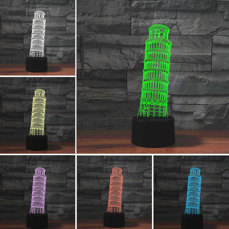 Paris Leaning Tower Shape 3D Colorful LED Vision Light Table Lamp, Touch Version - free shipping - PMC TechLife - Order now!