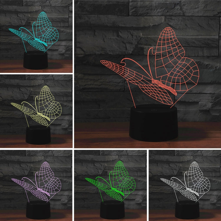 Butterfly Shape 3D Colorful LED Vision Light Table Lamp, Crack Touch Version - Novelty Lighting by PMC TechLife | Online Shopping South Africa | PMC TechLife | Buy Now Pay Later Mobicred