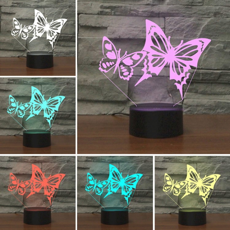 Two Butterflies Shape 3D Colorful LED Vision Light Table Lamp, Charging Touch Version - Novelty Lighting by PMC TechLife | Online Shopping South Africa | PMC TechLife | Buy Now Pay Later Mobicred