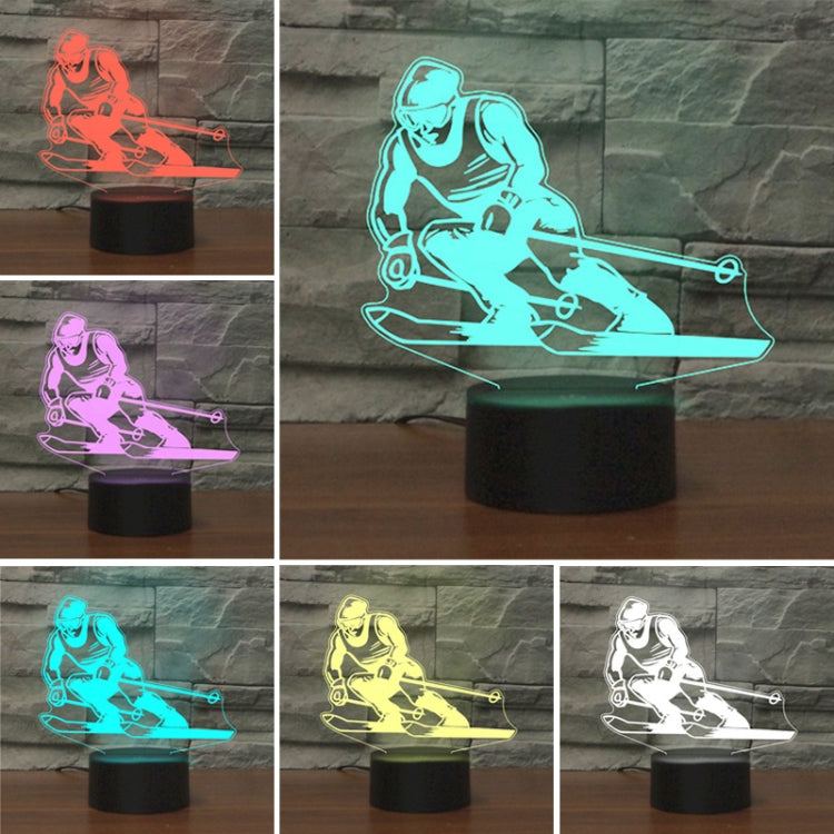 Skiing Shape 3D Colorful LED Vision Light Table Lamp, Crack Remote Control Version - Novelty Lighting by PMC TechLife | Online Shopping South Africa | PMC TechLife | Buy Now Pay Later Mobicred