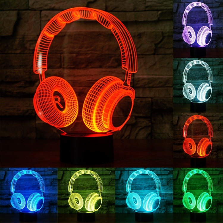 Headset Shape 3D Touch Switch Control LED Light , 7 Colour Discoloration Creative Visual Stereo Lamp Desk Lamp Night Light - Novelty Lighting by PMC TechLife | Online Shopping South Africa | PMC TechLife | Buy Now Pay Later Mobicred