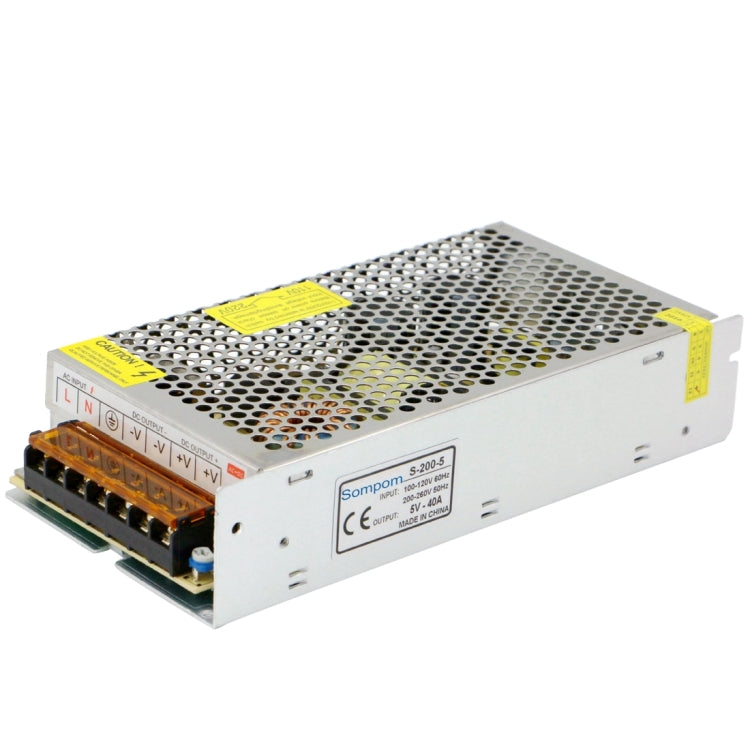 SOMPOM S-200-5 200W 5V 40A Switching Driver LED Light Strip Display Screen Lighting Monitor Power Supply - free shipping - PMc TechLife - Order now!