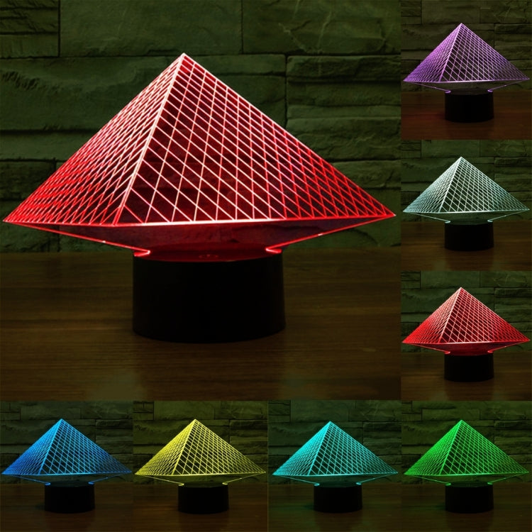 Pyramid Style 3D Touch Switch Control LED Light , 7 Colour Discoloration Creative Visual Stereo Lamp Desk Lamp Night Light - Novelty Lighting by PMC TechLife | Online Shopping South Africa | PMC TechLife | Buy Now Pay Later Mobicred
