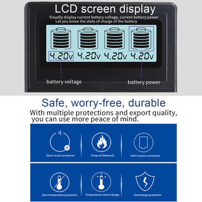 Micro USB 4 Slot Battery Charger for 3.7V Lithium-ion Battery, with LCD Display - Charger & Converter by PMC Jewellery | Online Shopping South Africa | PMC Jewellery | Buy Now Pay Later Mobicred