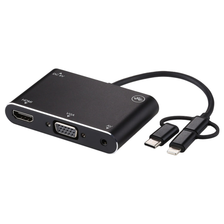 3 in 1 8 Pin + Micro USB + Type-C to AV + HDMI + VGA 15 Pin HD Screen Player Adapter Converter with Audio - Adapter by PMC Jewellery | Online Shopping South Africa | PMC Jewellery | Buy Now Pay Later Mobicred