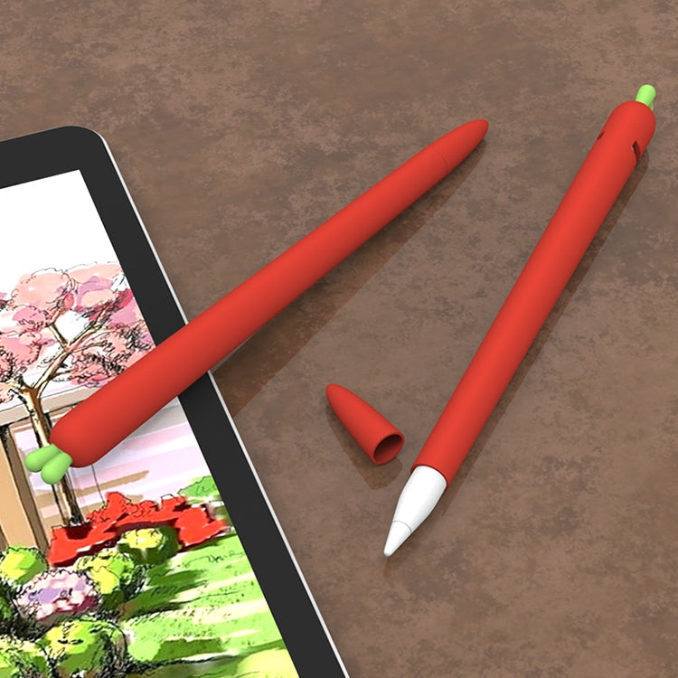 LOVE MEI For Apple Pencil 2 Carrot Shape Stylus Pen Silicone Protective Case Cover(Red) - Pencil Accessories by LOVE MEI | Online Shopping South Africa | PMC Jewellery