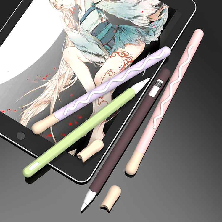 LOVE MEI For Apple Pencil 2 Stripe Design Stylus Pen Silicone Protective Case Cover (Black) - Pencil Accessories by LOVE MEI | Online Shopping South Africa | PMC TechLife | Buy Now Pay Later Mobicred