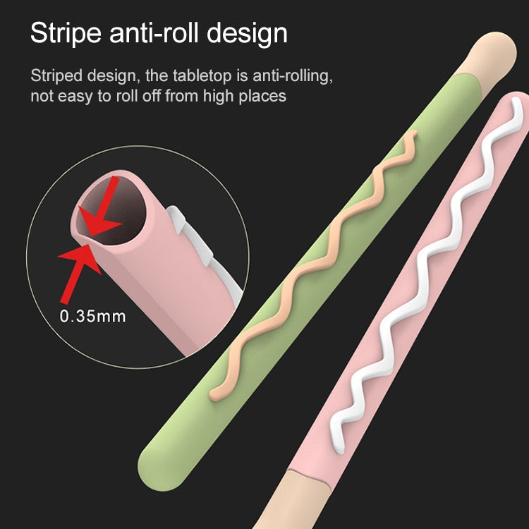 LOVE MEI For Apple Pencil 2 Stripe Design Stylus Pen Silicone Protective Case Cover (Green) - Pencil Accessories by LOVE MEI | Online Shopping South Africa | PMC TechLife | Buy Now Pay Later Mobicred