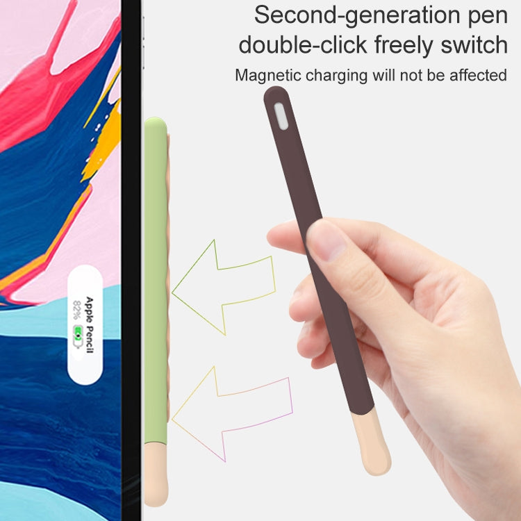 LOVE MEI For Apple Pencil 1 Stripe Design Stylus Pen Silicone Protective Case Cover(Green) - Pencil Accessories by LOVE MEI | Online Shopping South Africa | PMC TechLife | Buy Now Pay Later Mobicred