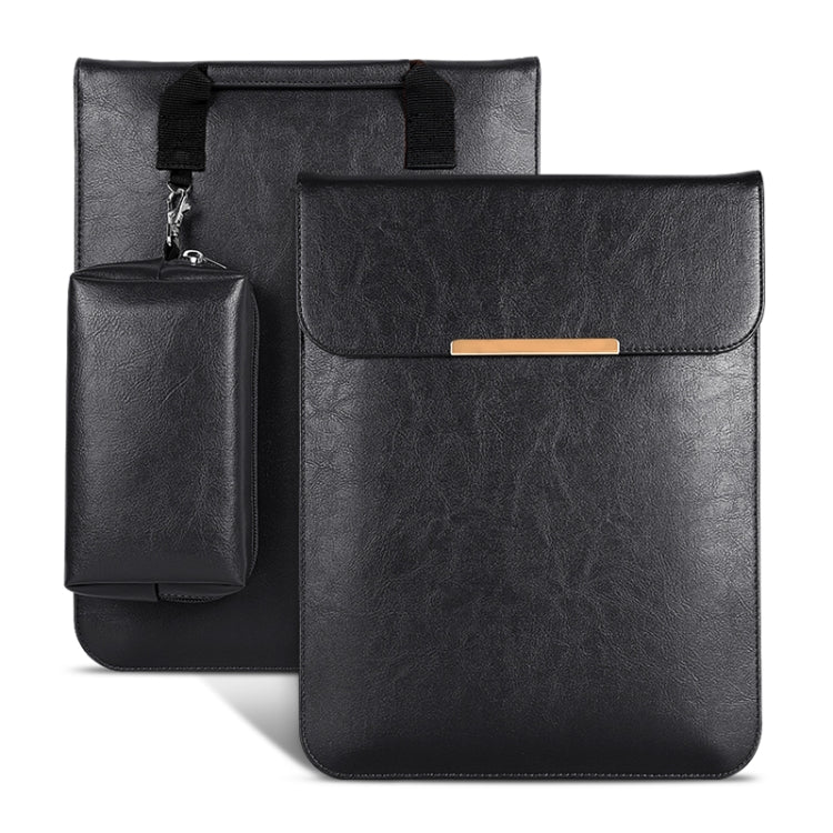 13.3 inch Laptop 2 in 1 PU Leather Sleeve Liner Bag with Mouse Storage Bag(Black) - 13.3 inch by PMC Jewellery | Online Shopping South Africa | PMC Jewellery | Buy Now Pay Later Mobicred