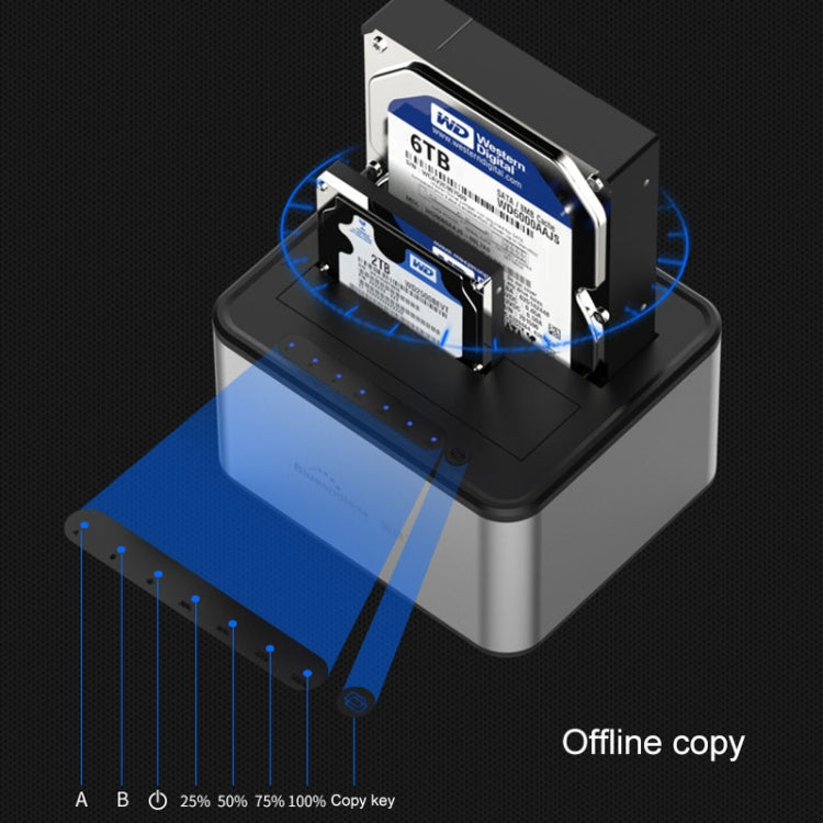 Blueendless 2.5 / 3.5 inch SATA USB 3.0 2 Bay Offline Copy Hard Drive Dock (AU Plug) - HDD Enclosure by Blueendless | Online Shopping South Africa | PMC Jewellery | Buy Now Pay Later Mobicred