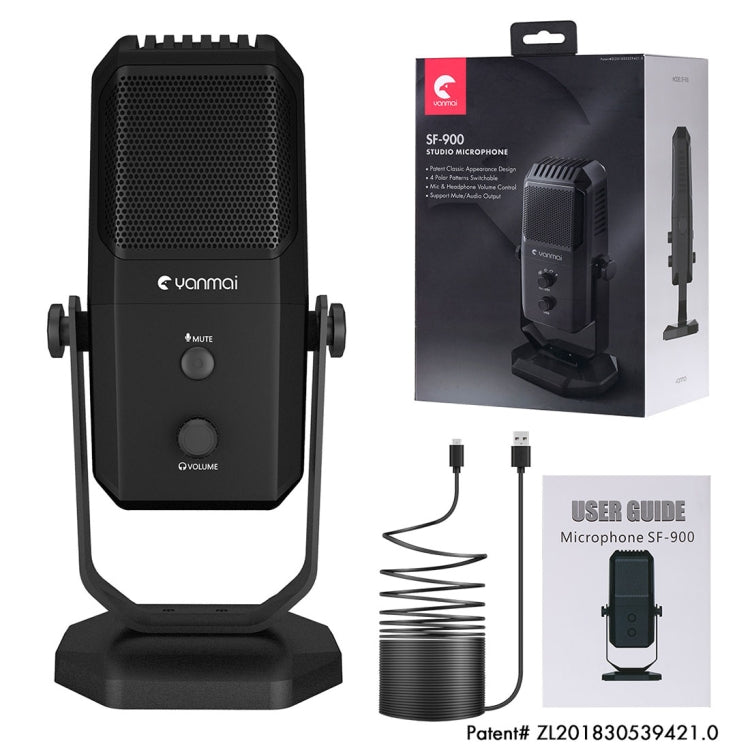 Yanmai SF-900 Multi-function Four Directivity Studio Recording Condenser Microphone with Desktop Stand(Black) - Microphone by Yanmai | Online Shopping South Africa | PMC Jewellery | Buy Now Pay Later Mobicred