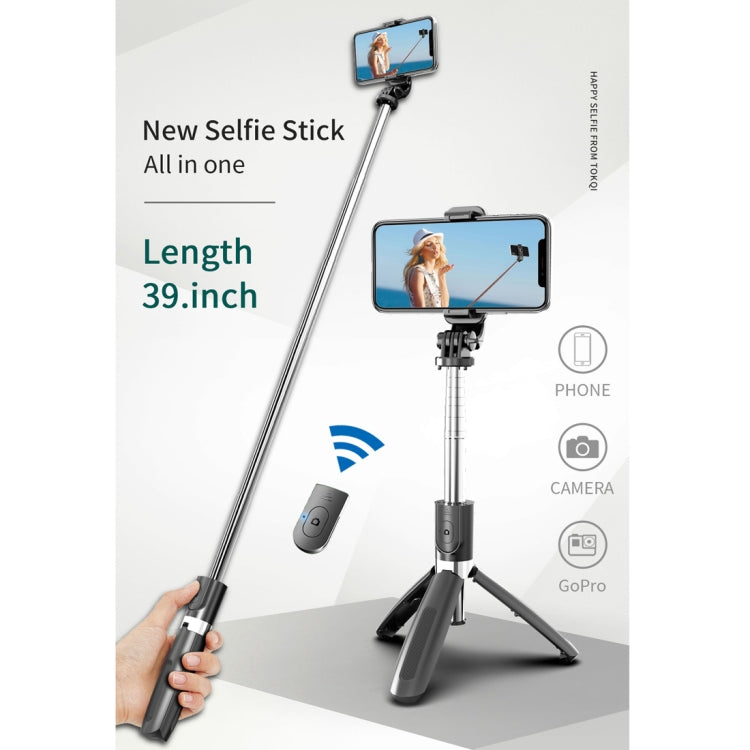 L02 100cm Multi-function Adjustable Bluetooth Self-timer Pole Tripod Selfie Stick (White) - Selfie Sticks by PMC TechLife | Online Shopping South Africa | PMC TechLife | Buy Now Pay Later Mobicred